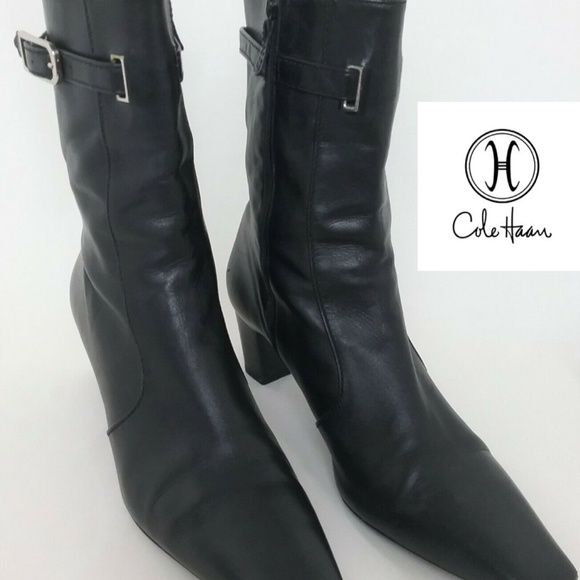 ๐ Cole Haan Black Leather Booties Boot 6ยฝ N Nike - Picture 12 of 12